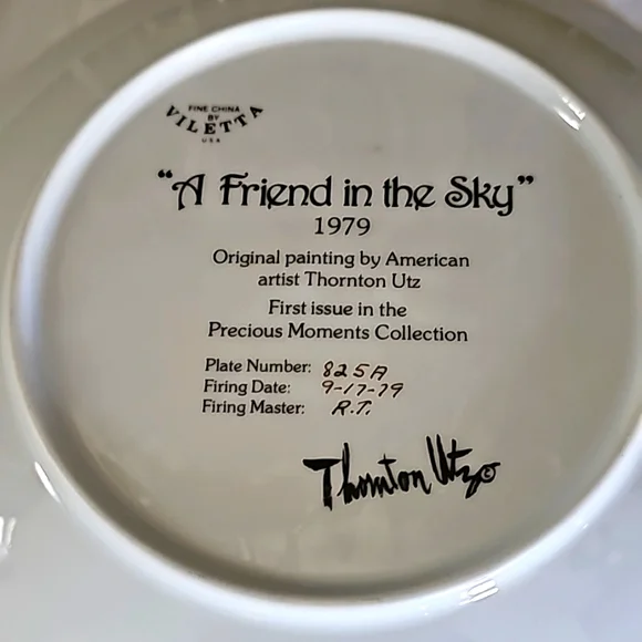 Thornton Ulz "A Friend In The Sky" Precious Moments Collection Plate - Picture 7 of 12